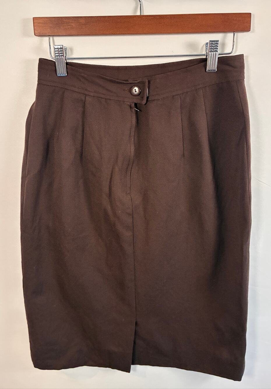 Vintage Salvatore Ferragamo Brown Wool Pencil Skirt Size 8